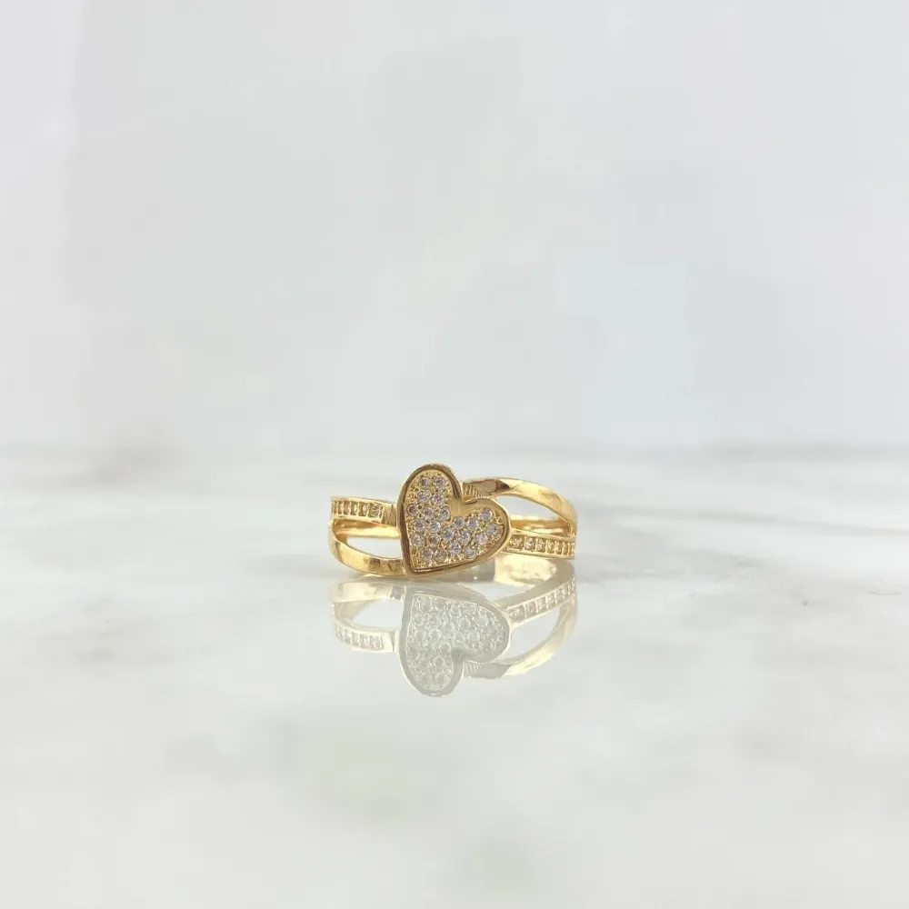 Anillo Corazón Base Cruzada 3.5gr / T7 1/2 / Circones Blancos Oro Amarillo © para Dispositivos de Alto Consumo