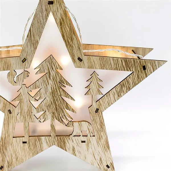 Estrella navideñ bosque decorado 7 LED 32x30x6,5 cm Resistentes Derrames