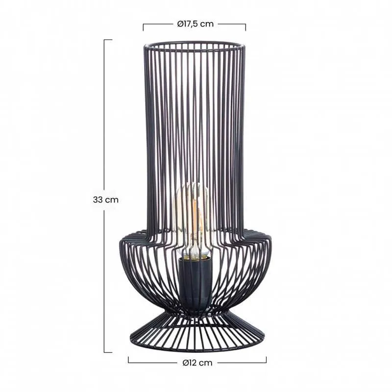 Lámpara de mesa Yan 7hSevenOn Deco E27 negro Ø17,5x33 cm