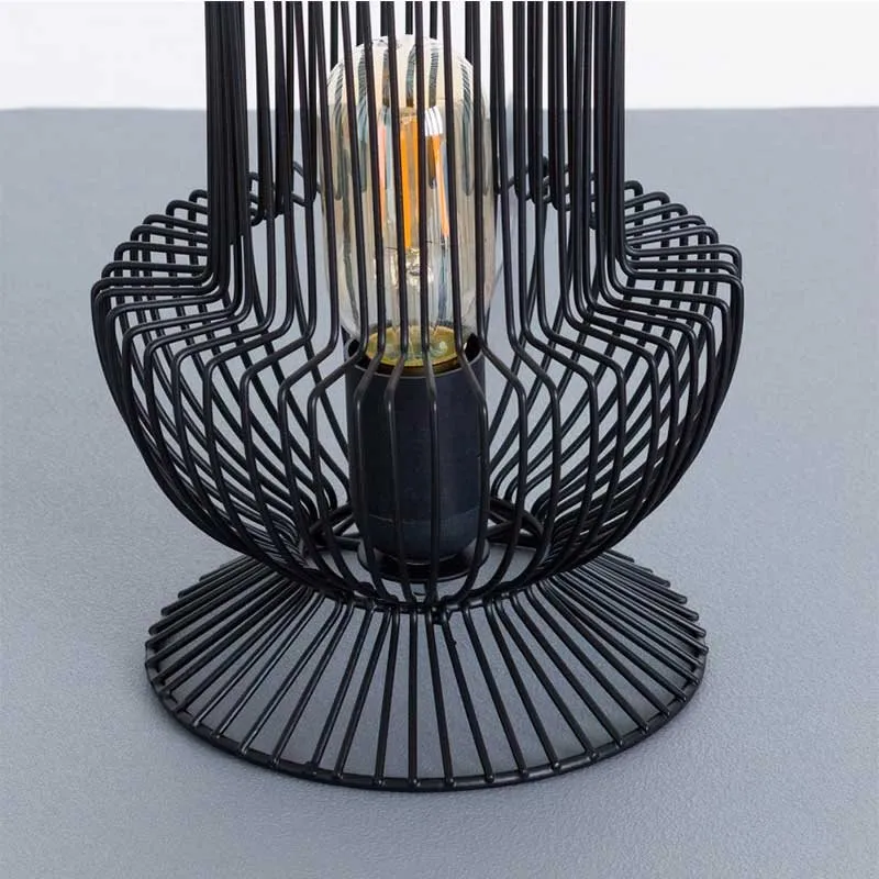 Lámpara de mesa Yan 7hSevenOn Deco E27 negro Ø17,5x33 cm