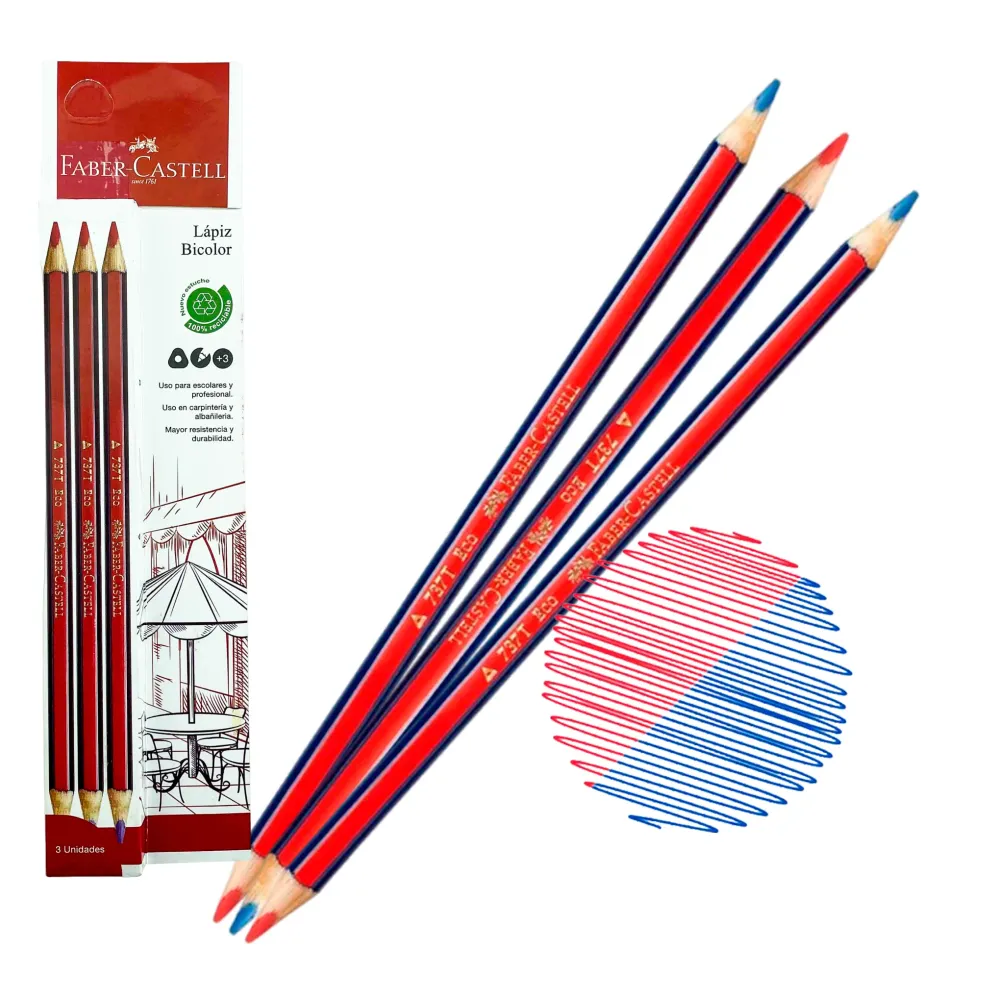 Lápiz Bicolor Triangular Faber-Castell 737T Pack 3 Unidades