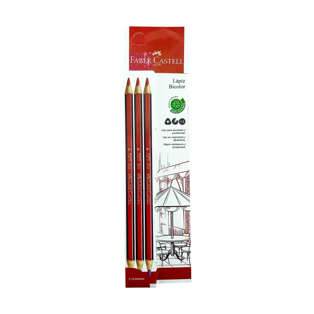 Lápiz Bicolor Triangular Faber-Castell 737T Pack 3 Unidades