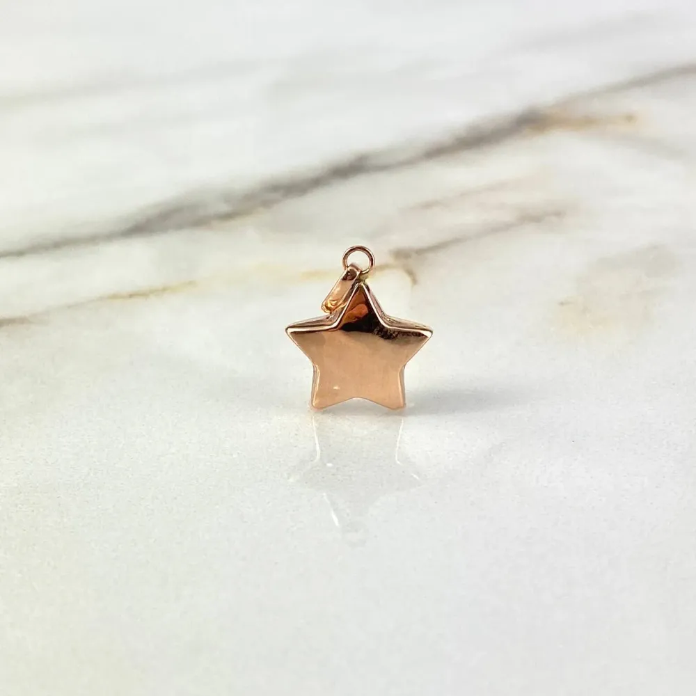 Pilas de Reloj Dije Estrella 0.7gr / 2.3cm / Oro Rosa