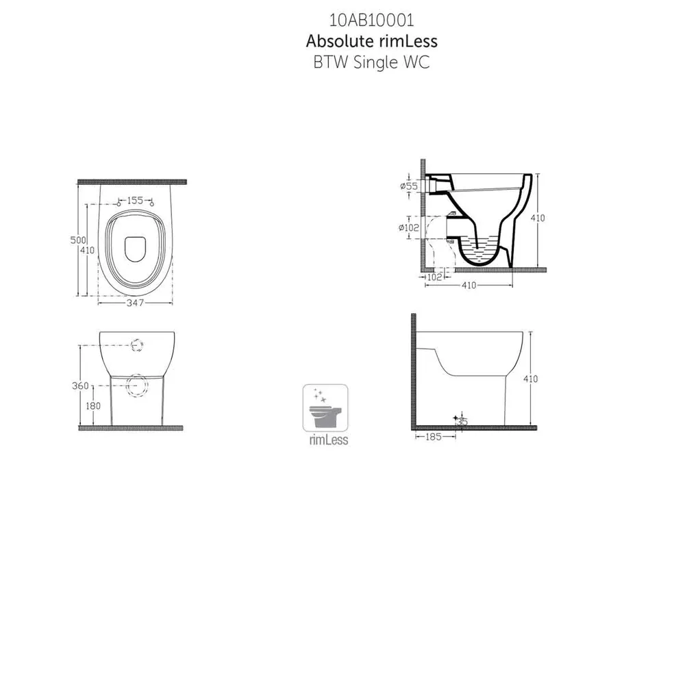 Vaso terra Azzurra Absolute sin borde 50x34,7 cm - Última pieza