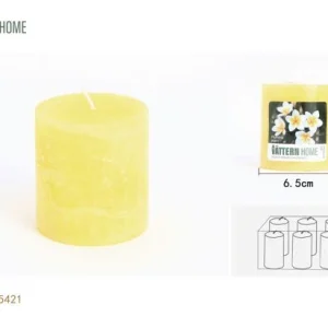 Vela de pilar de parafina de 6,5 x 7,3 cm con aroma frangipani PLUMERIA (amarillo) que resiste 30 horas | Recargables 1000...