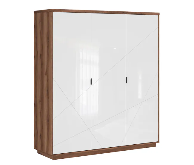 Armario 3 puertas Sven Negro y Madera con Cargador Incluido