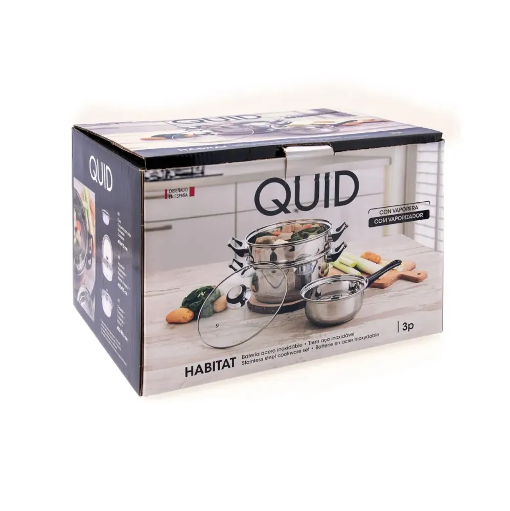 Baterí de cocina Habitat Quid 3 piezas acero inoxidable con Certificación RoHS