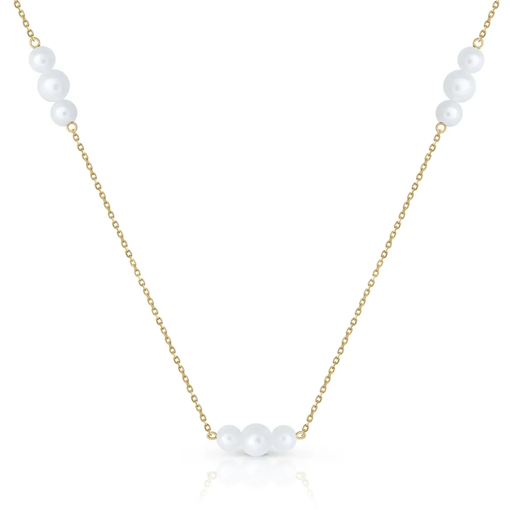 Baterí de 9V Collar oro 3 tramos perlas