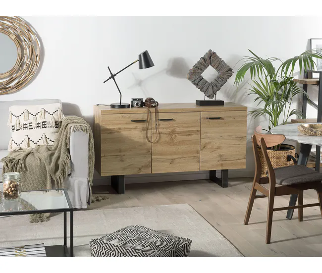 Cómoda 3 puertas madera oscura TIMBER con Tecnologí de Larga Duración