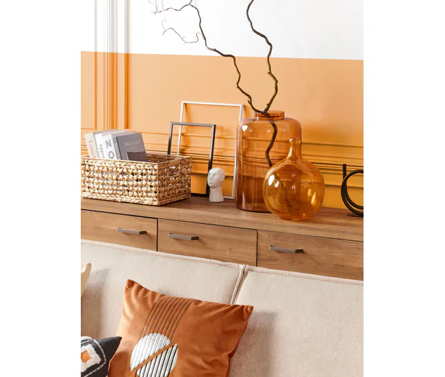Cómoda 3 puertas madera oscura TIMBER con Tecnologí de Larga Duración