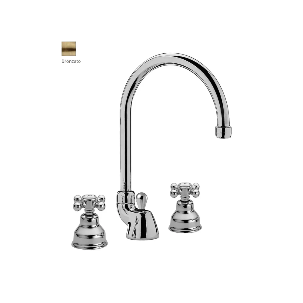 Pilas de Baterí Batteria lavabo 3 fori con canna orientabile Paffoni serie Viola - Bronzato