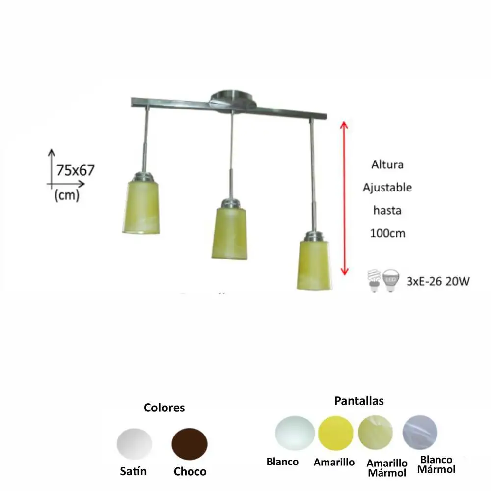 Riel base tela suave 3 luces con pantalla vaso amarillo mca guzman para Dispositivos de Alto Consumo