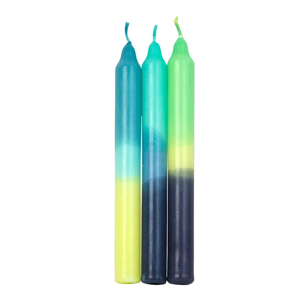 Velas de cena de 3 tonos azules - Paquete de 3 Listas para Usar