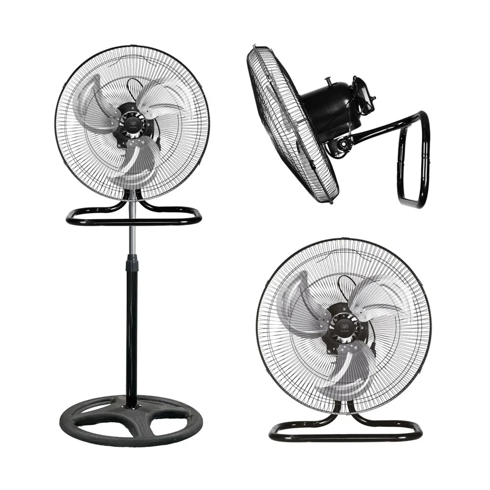 Ventilador 3 en 1 de 3 velocidades, oscilación 90° con altura ajustable: pedestal, piso y pared AA - 24 Unidades