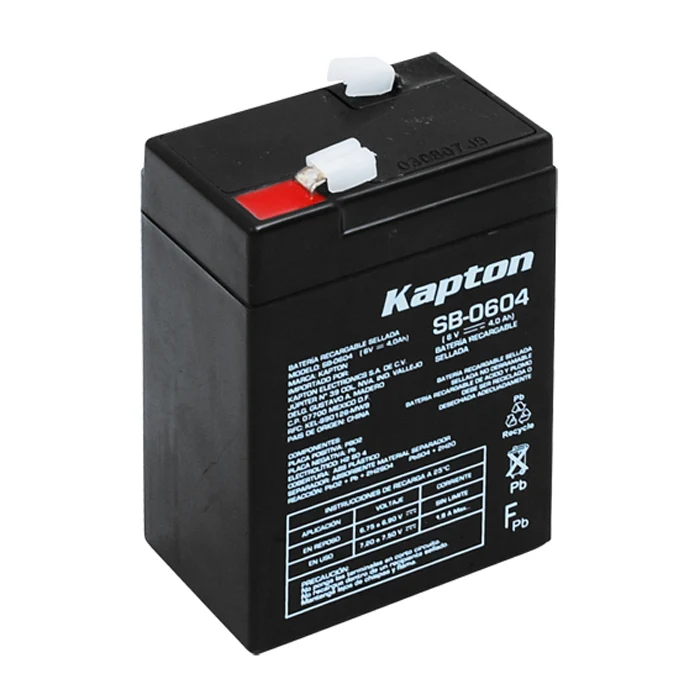 Baterí de 9V BATERIA RECARGABLE ACIDO SELLADA 6V 4A KAPTON SB-0604