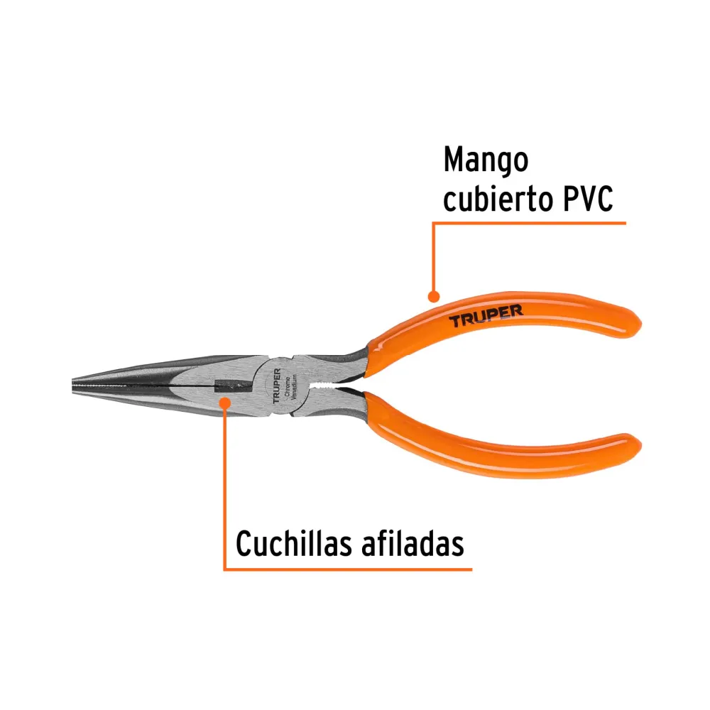 Baterí de 9V Pinza punta y corte 6", mango de vinil