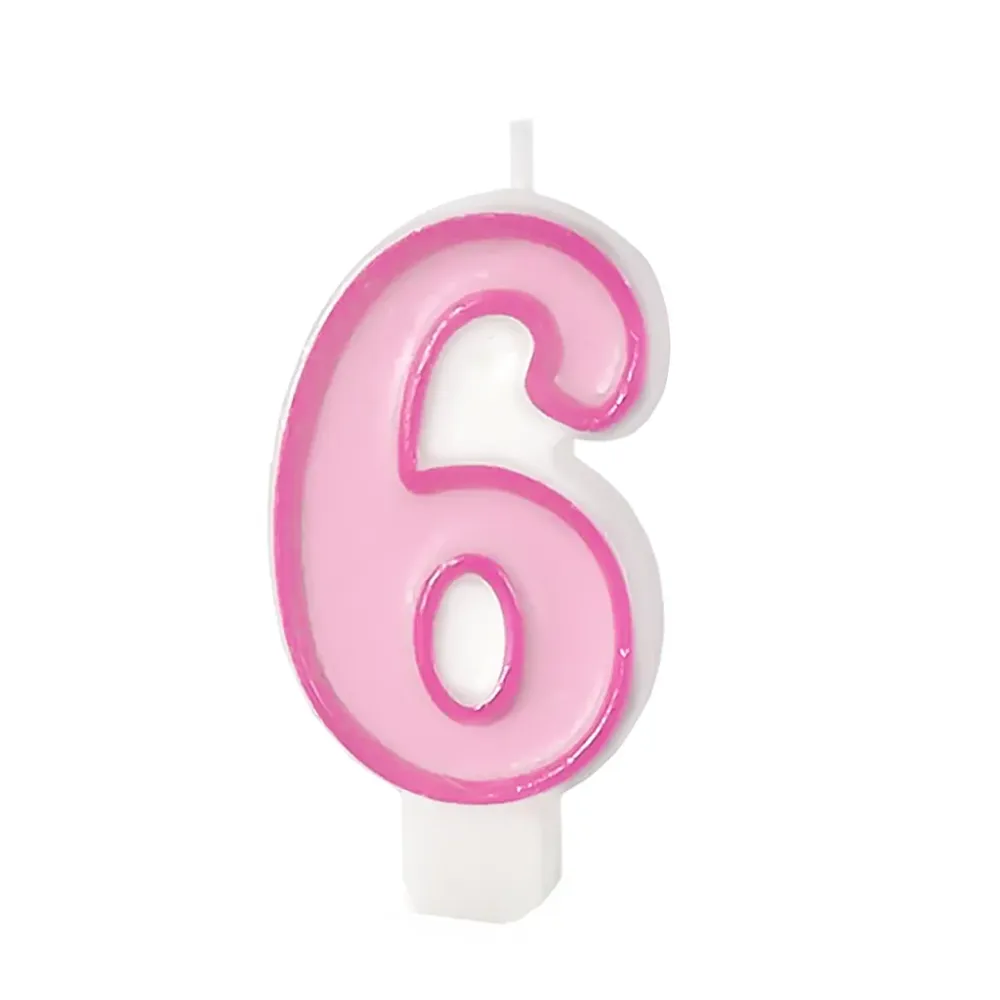 Baterías Recargables Vela dígito rosa 6