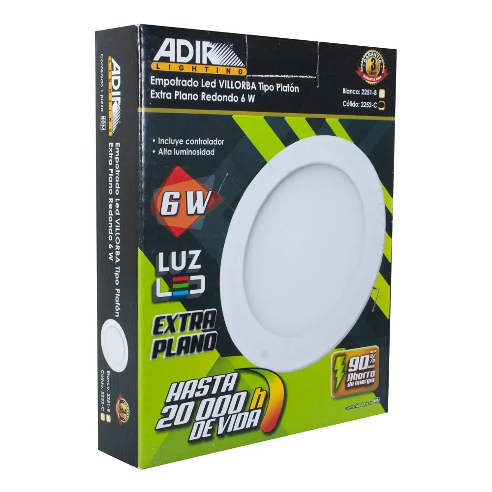Certificadas CE Empotrado 6w Redondo Extra Plano Bco Calido