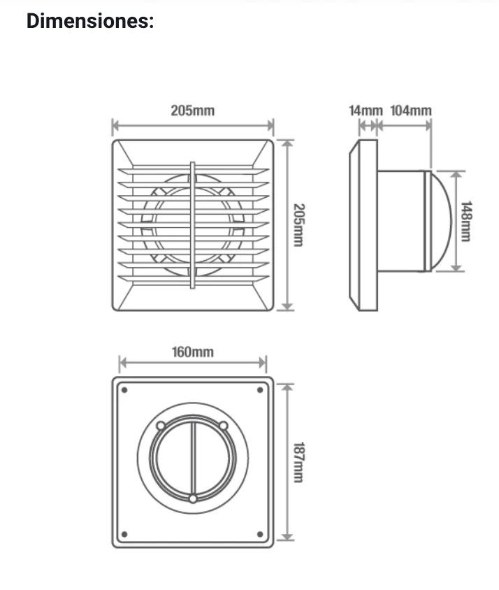 Certificadas CE Ipsa Extractor de Aire Residencial, Modelo SLIM-6
