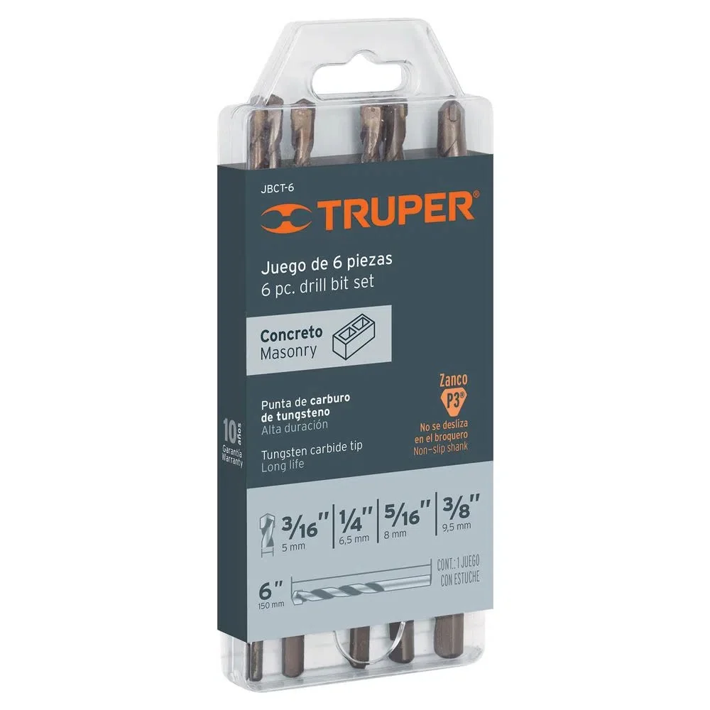 JUEGO BROCA CONCRETO 6 pza "TRUPER" para Juguetes