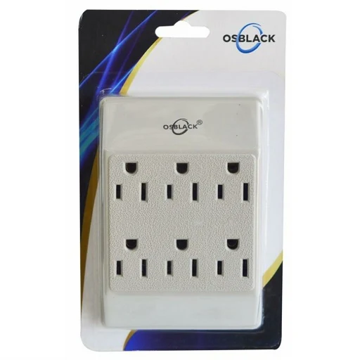 Pack de Pilas Multitoma de Pared - Toma Corriente x 6 Salidas Osblack