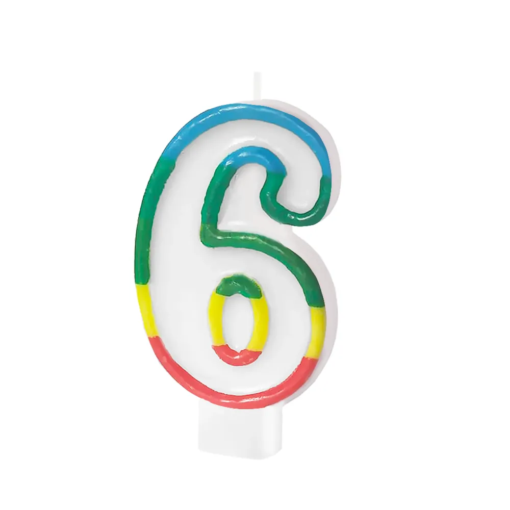 Pack de Pilas Vela numero 6 arcoiris