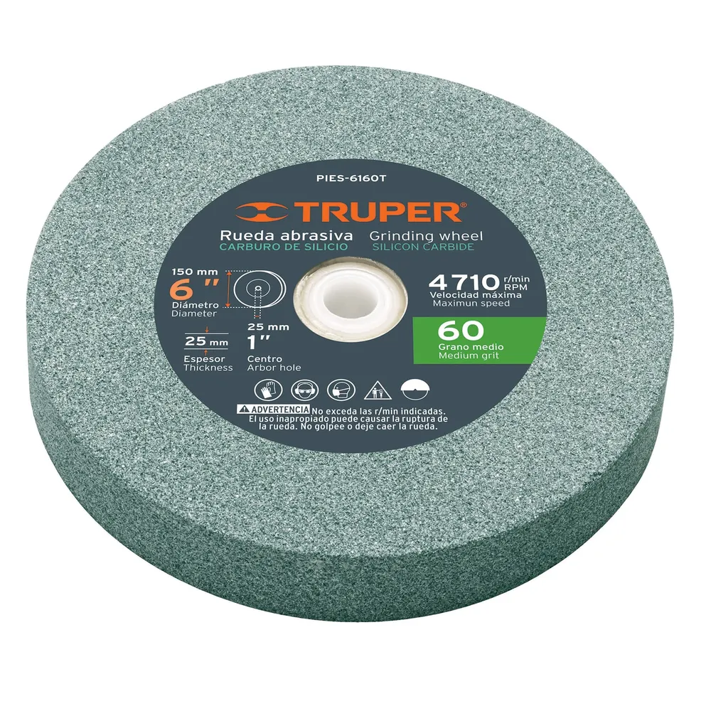 Piedra para esmeril 6 x 1", carburo de silicio, grano 60 para Dispositivos de Alto Consumo