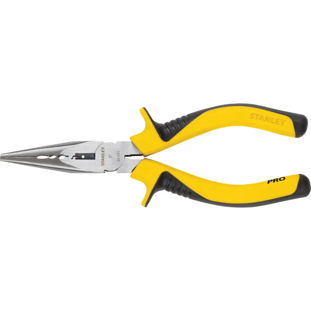 Pinzas de punta larga con superficie pelacables 6'' stanley con Certificación RoHS