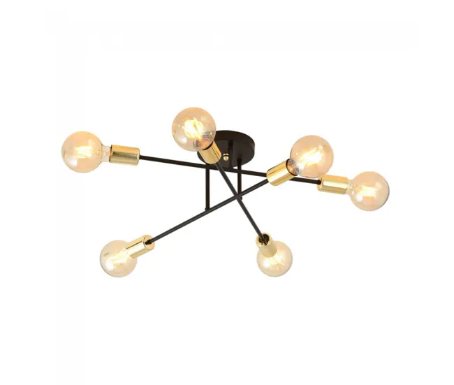 Plafón de techo Vender Oro II (6 luces) Acero Nostálgico - Vintage