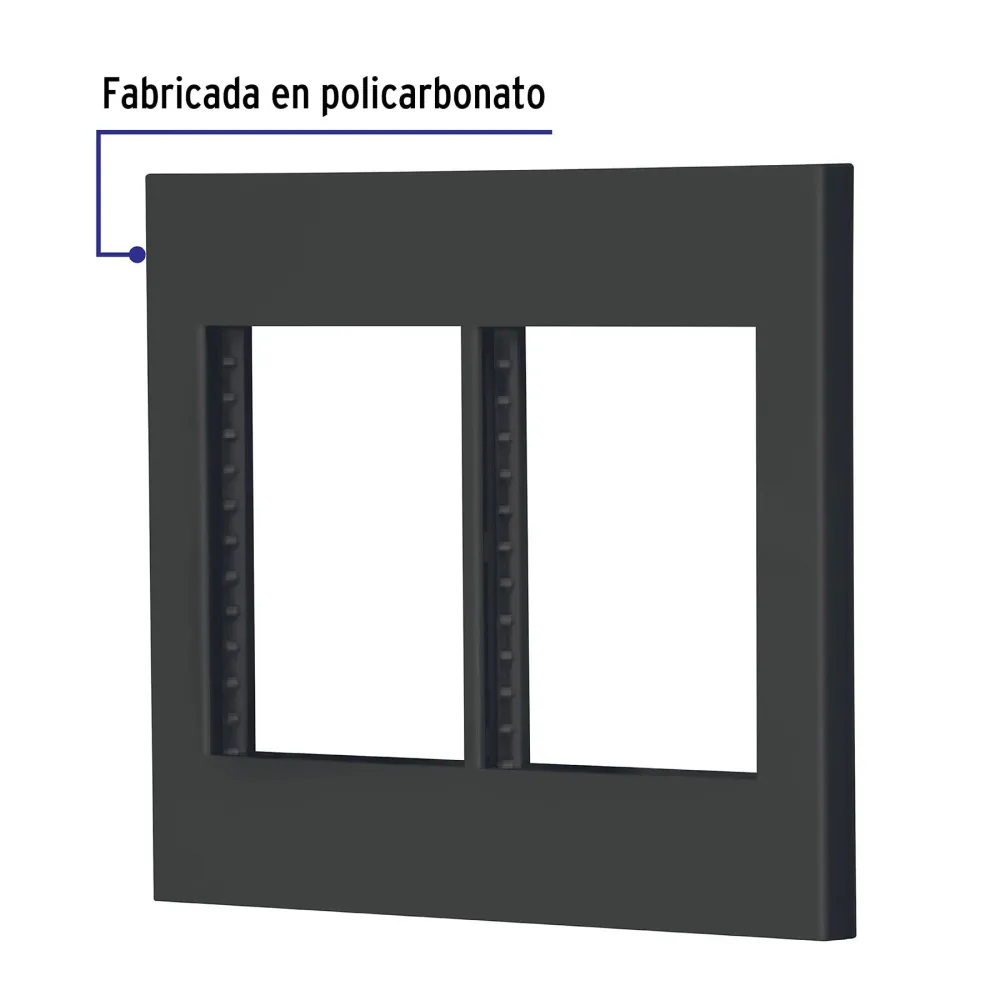 Recargables Premium Placa 2 ventanas, 6 módulos, línea Española, color negro