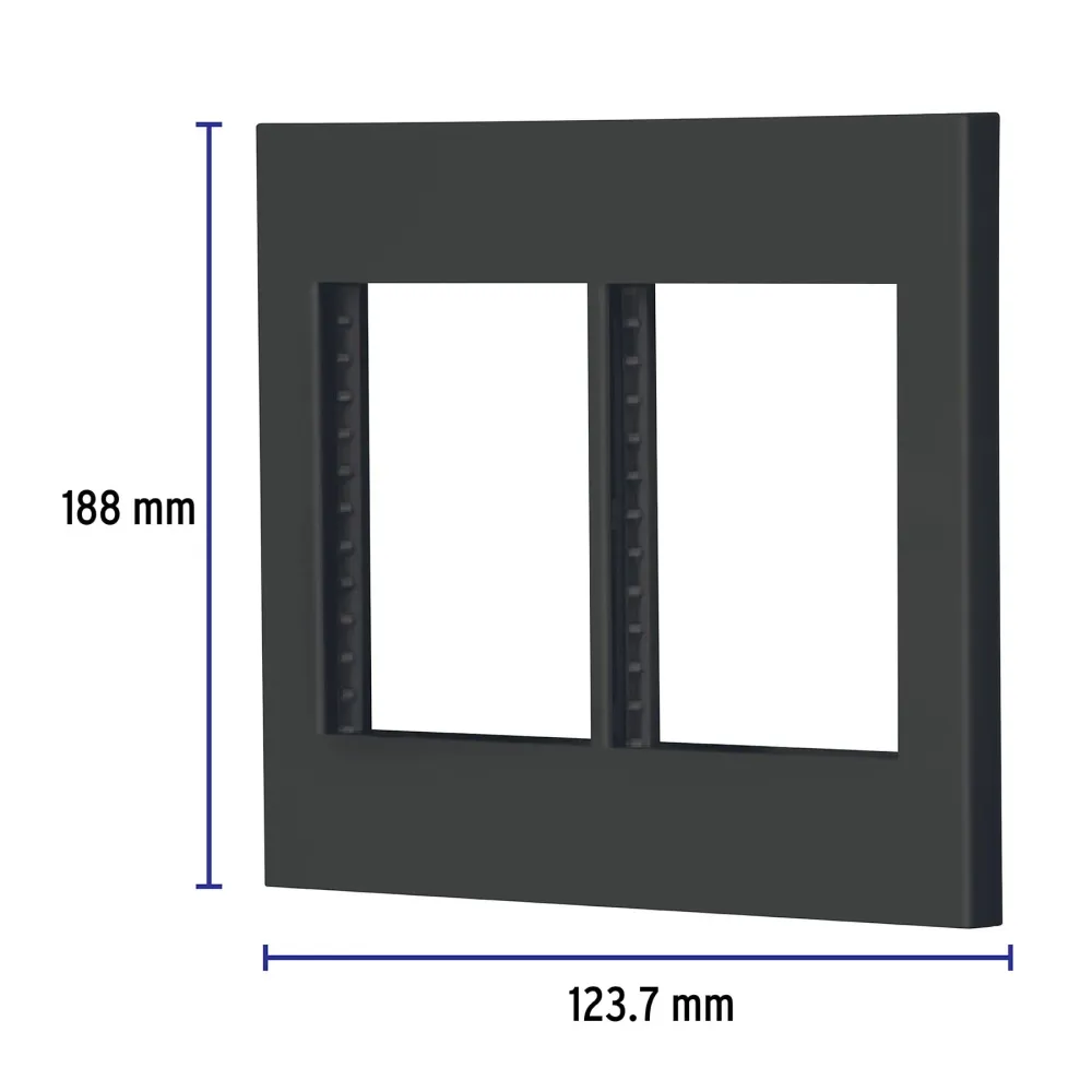 Recargables Premium Placa 2 ventanas, 6 módulos, línea Española, color negro