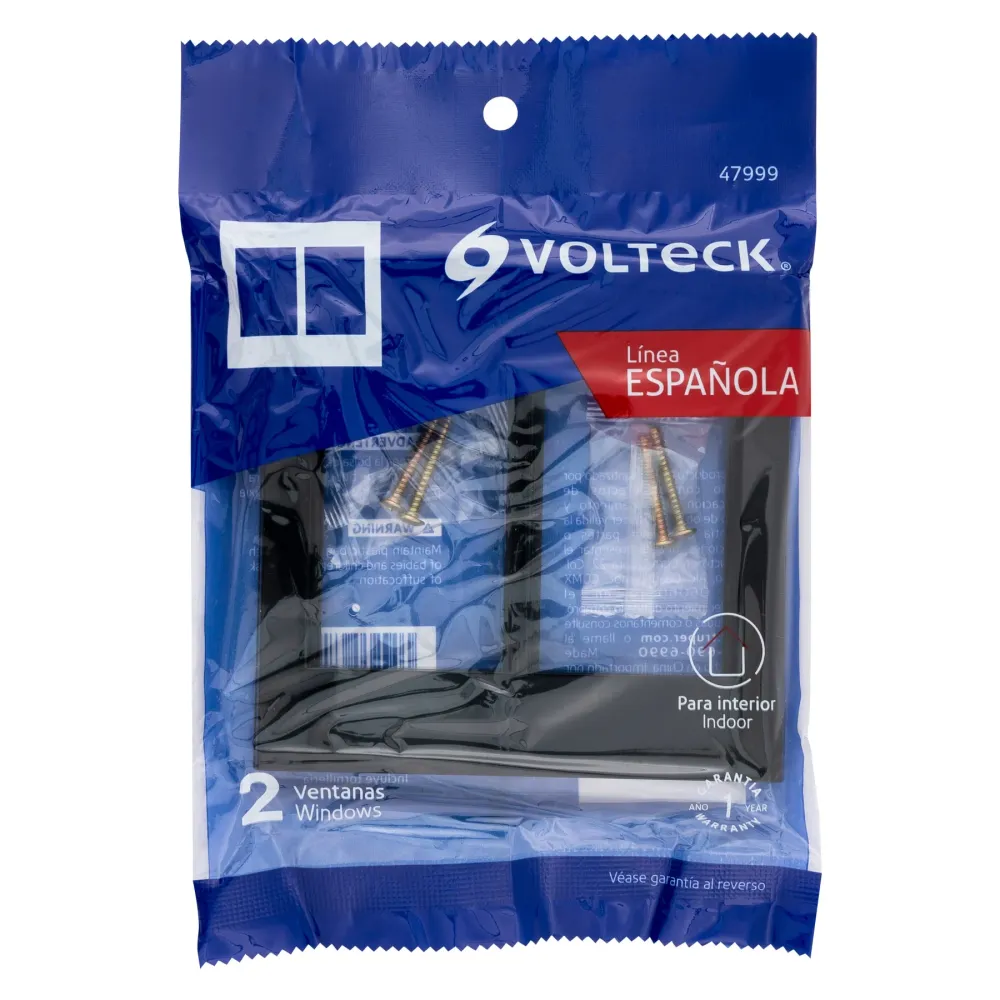 Recargables Premium Placa 2 ventanas, 6 módulos, línea Española, color negro