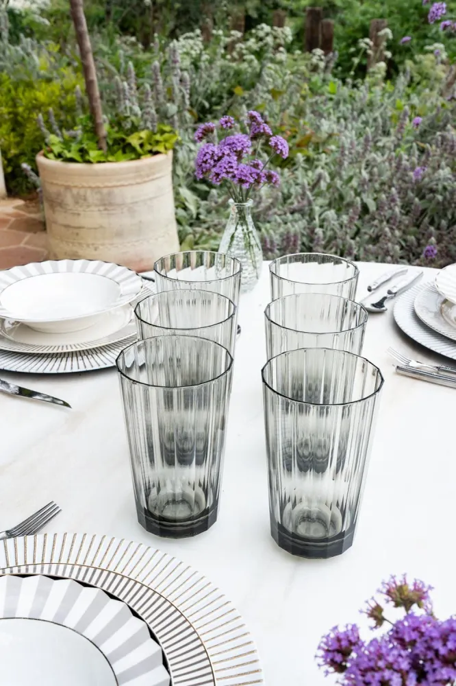 Set di 6 Bicchieri Grandi Acrilico Grigi