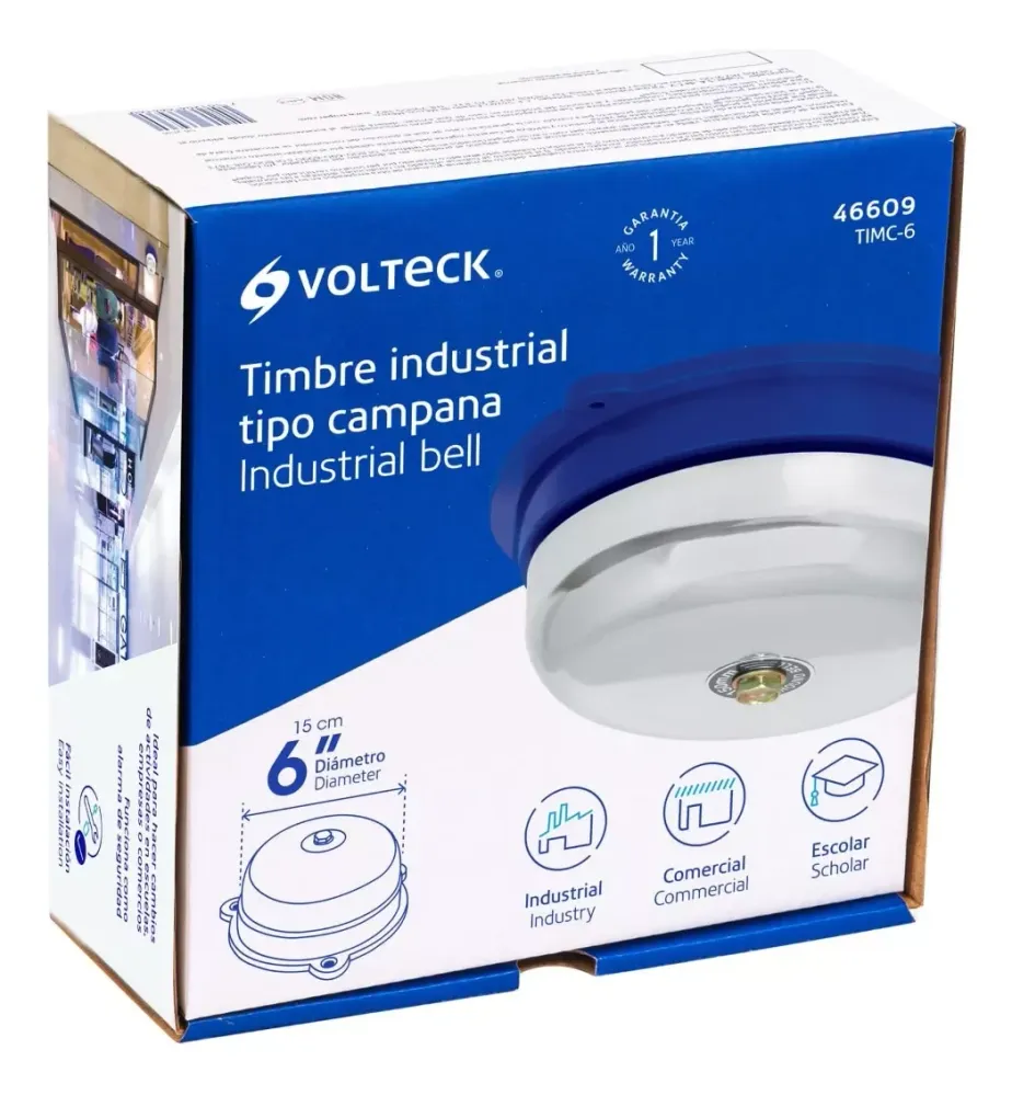 TIMBRE TIPO CAMPANA DE 6" VOLTECK TIMC-6 | Recargables 1000 Veces |