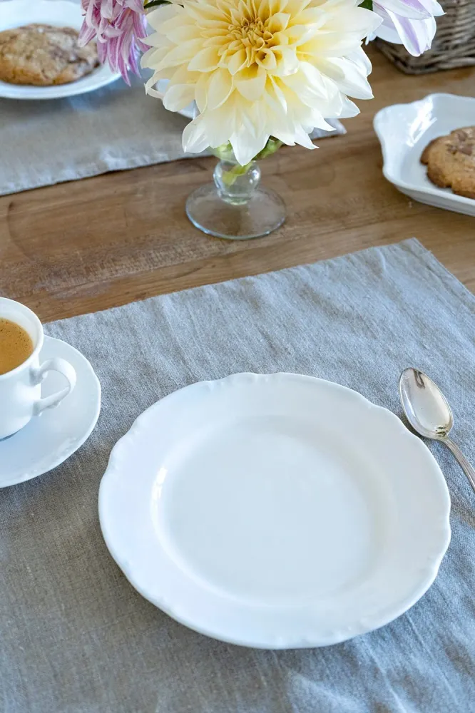 Vajilla Blanca Con Relieve Elemental & Tazas 6 Personas