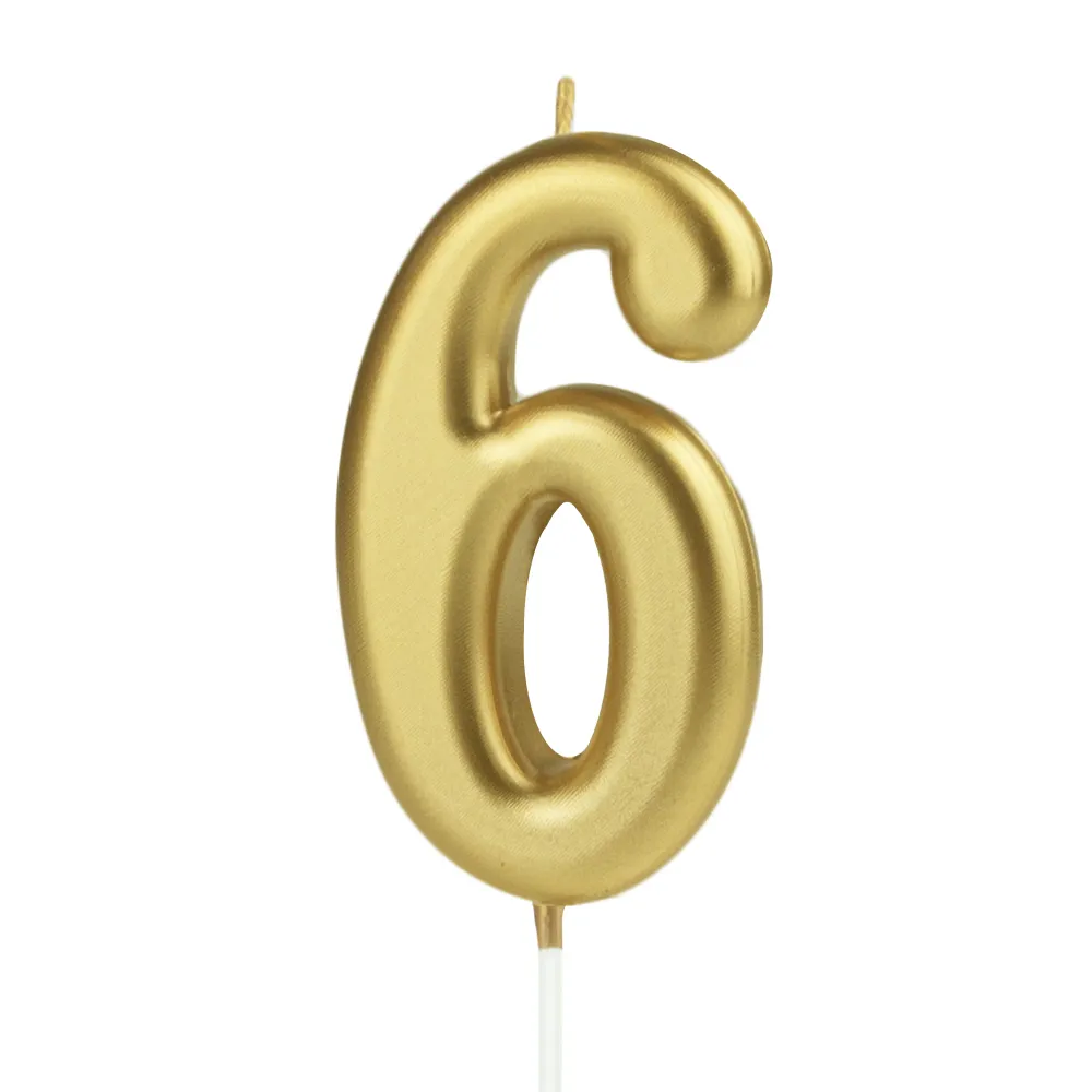 Vela numero 6 oro Resistentes Derrames