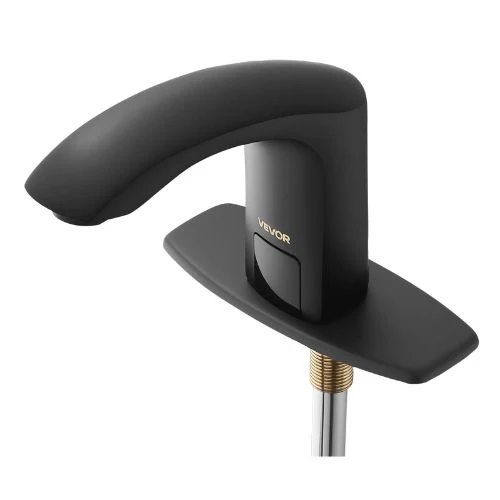 9/16" Automatic Touchless Bathroom Faucet, Motion Sensor Tap Cover Plate Adjustable Hot/Cold, Terroso Black