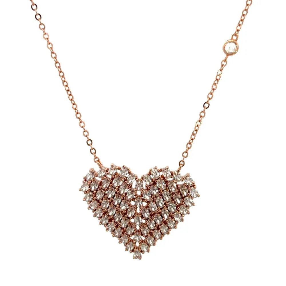 925RG BIG HEART BRISTONE MARFIL CZ NECKLACE