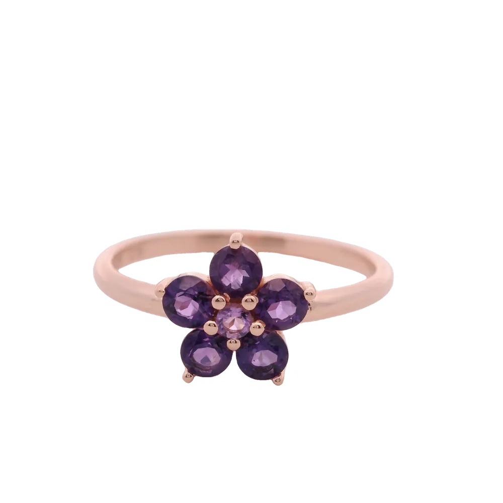 925RG FLOWER 9MM AMETHYST AFRICAN CENTER AMETHYST BRAZILIAN RING T6.5 para Dispositivos de Alto Consumo