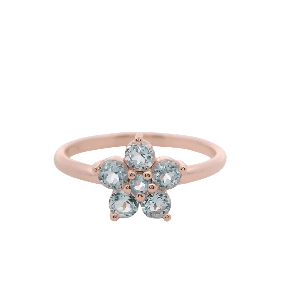 925RG FLOWER 9MM TOPAZ SKY BLUE CENTER TOPAZ AZUL RING T6.5