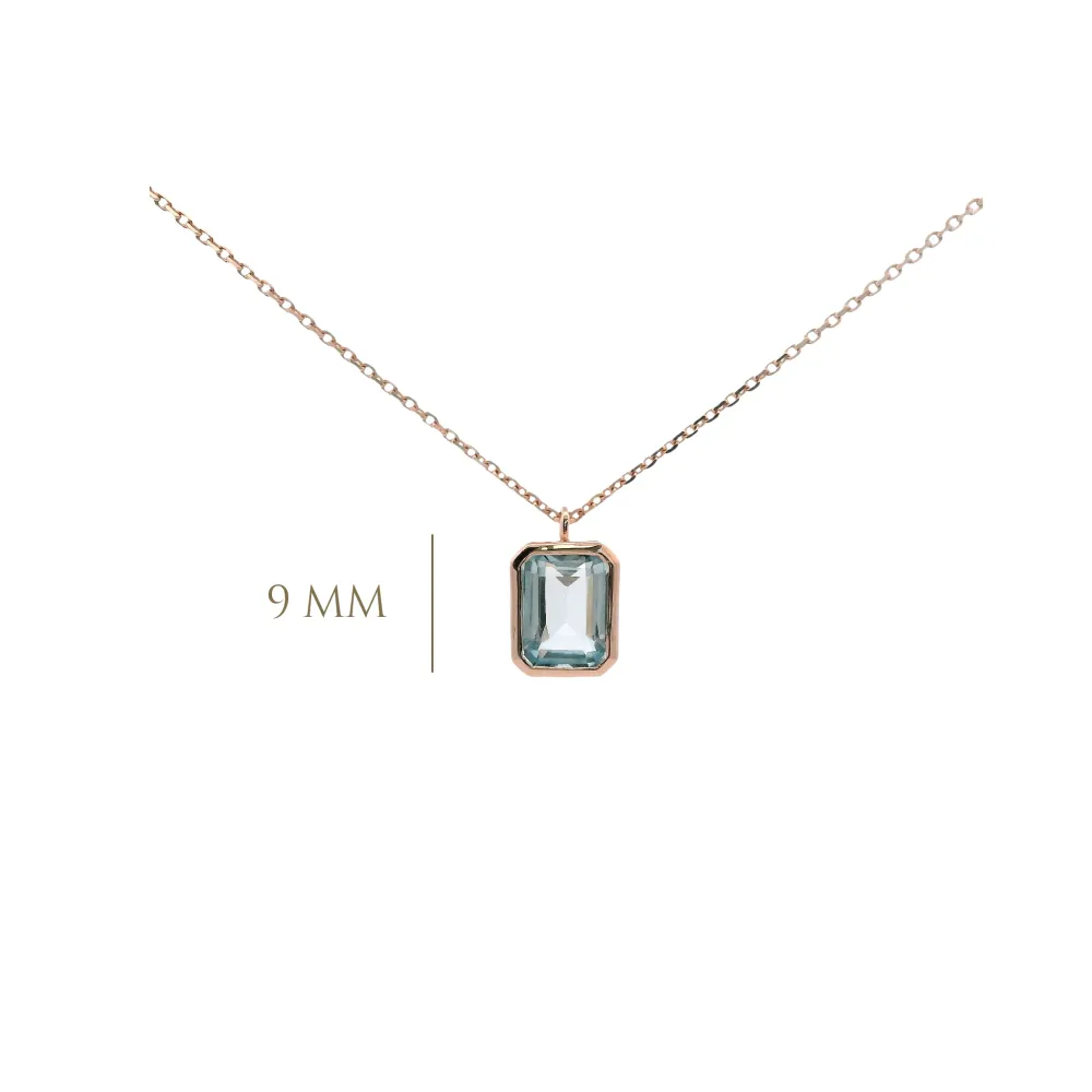 925RG SOLITARY BAGUETTE TOPAZ COBALTO SKY BEZEL 9MM NECKLACE