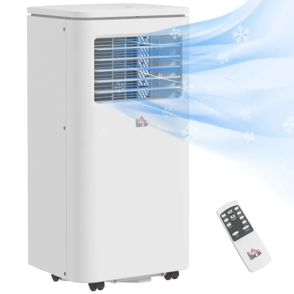 Aire acondicionado portátil Homcom 9000 BTU 960W mando distancia blanco con Cargador Incluido