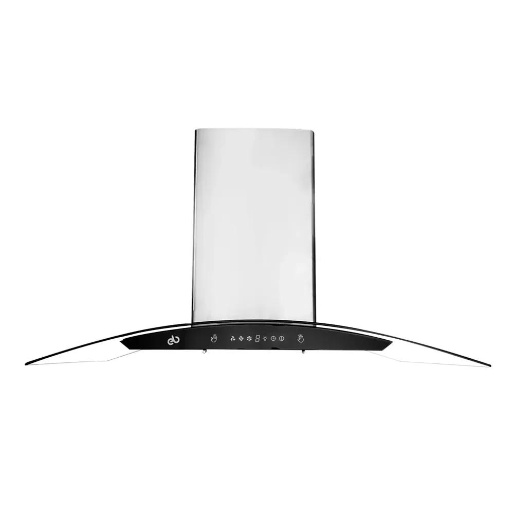 CAMPANA DE PARED 90 CM EN CRISTAL CURVO EB-392A con Tecnologí de Larga Duración