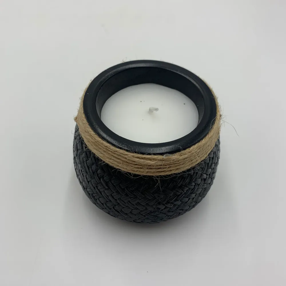 Certificadas CE Portavelas negro cuerda 11x9 cm