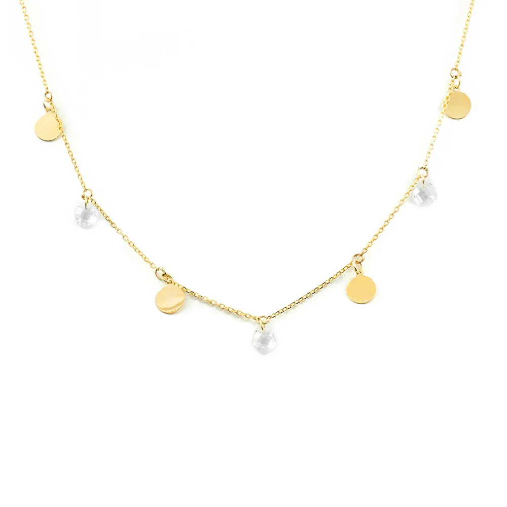 Collar Mujer Oro Amarillo 9K Circulos Circonitas Brillo con Certificación RoHS