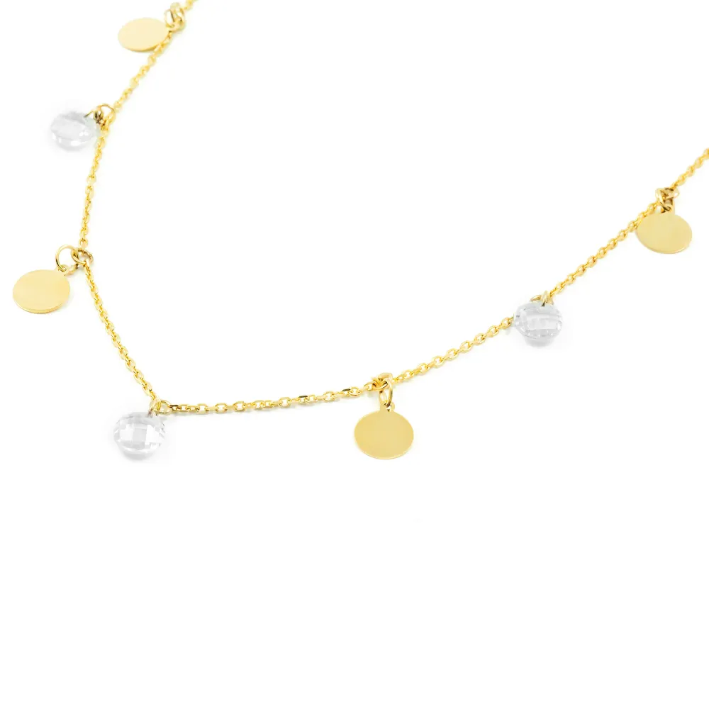 Collar Mujer Oro Amarillo 9K Circulos Circonitas Brillo con Certificación RoHS