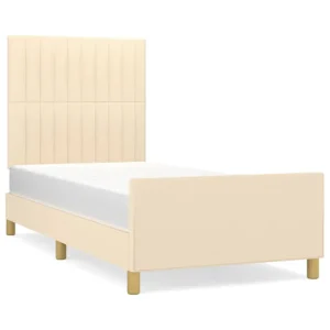 Estructura de cama con cabecero de tela negro 90x190 cm Rayas verticales | Recargables 1000 Veces |