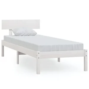 Estructura cama madera pino pequeñ individual blanca 90x190 cm