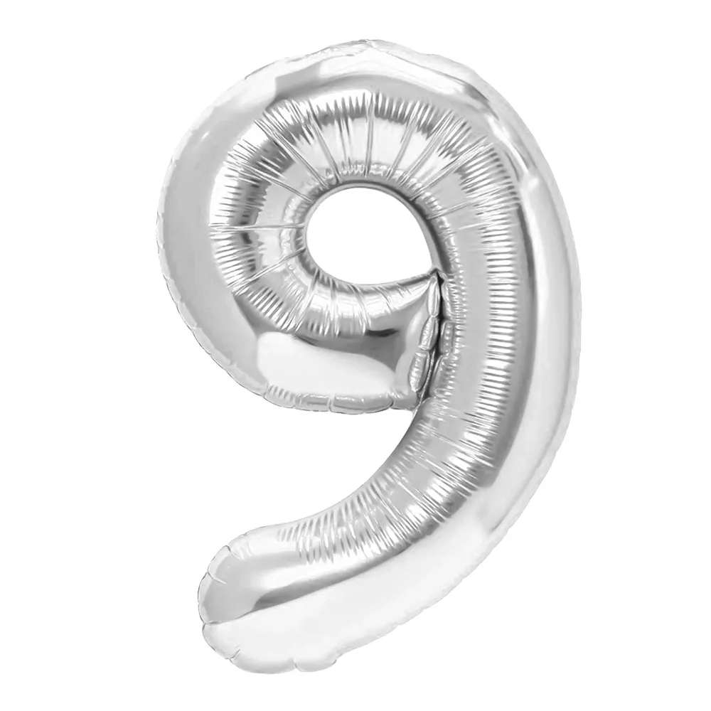 Globo foil numero 9 plata 100cm