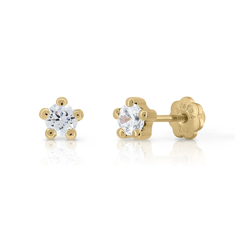 9k Gold Earrings Sparkly Sparkle 5 Claws 4mm